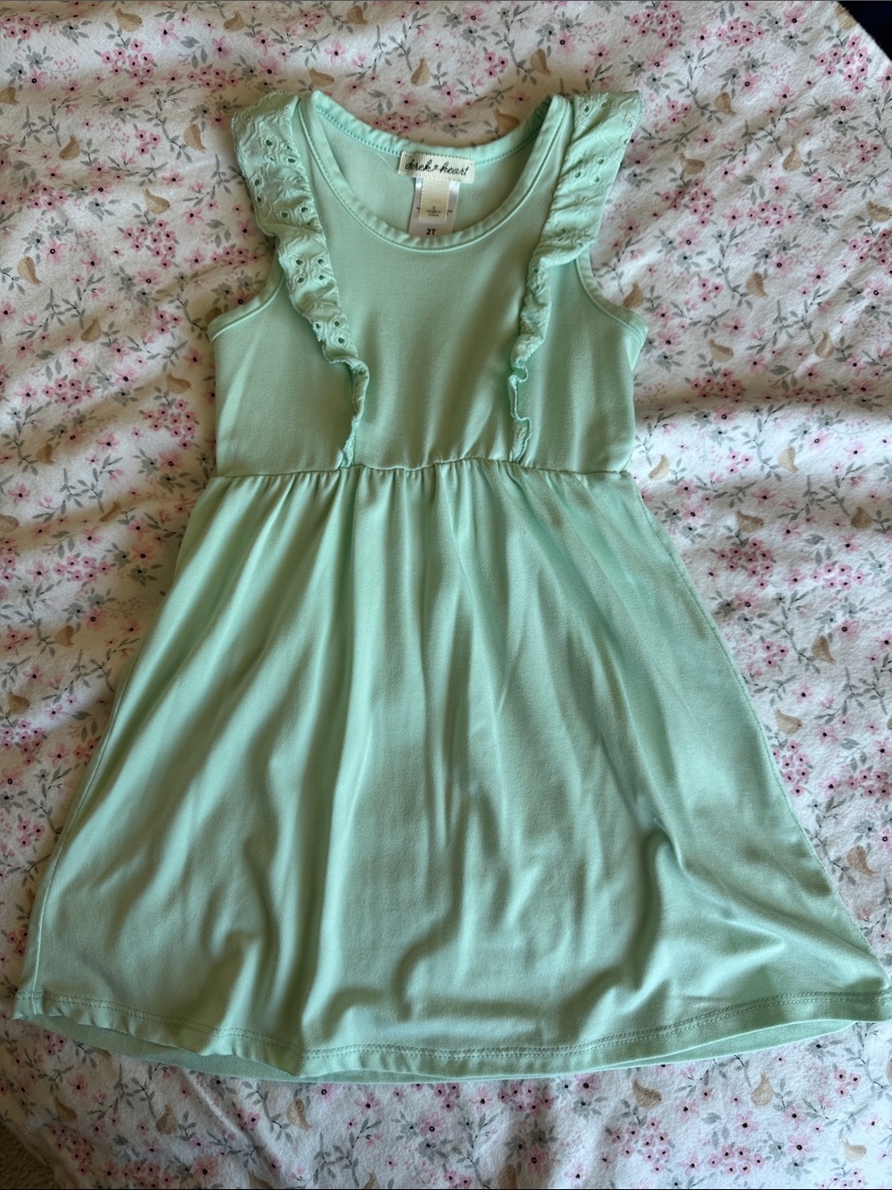 Carter's Mint Green Ruffle-Sleeve Tank Dress 2T
